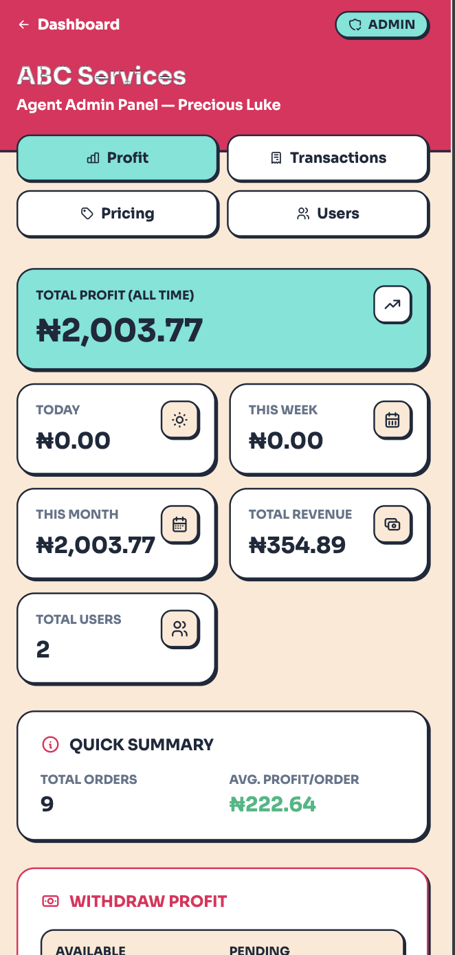 Admin Dashboard
